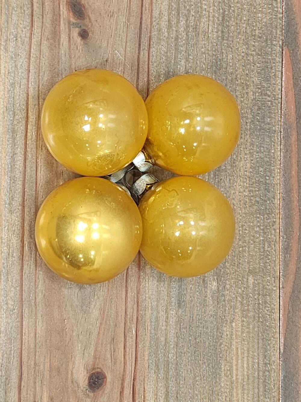 Vintage Shiny Brite Made In USA Christmas Ornaments Gold Lot of 4 Size 2”